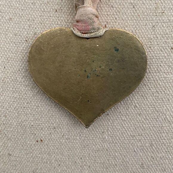 Vintage Victorian Style Brass Heart Pendant with Ribbon Choker Necklace Handmade - Picture 9 of 10